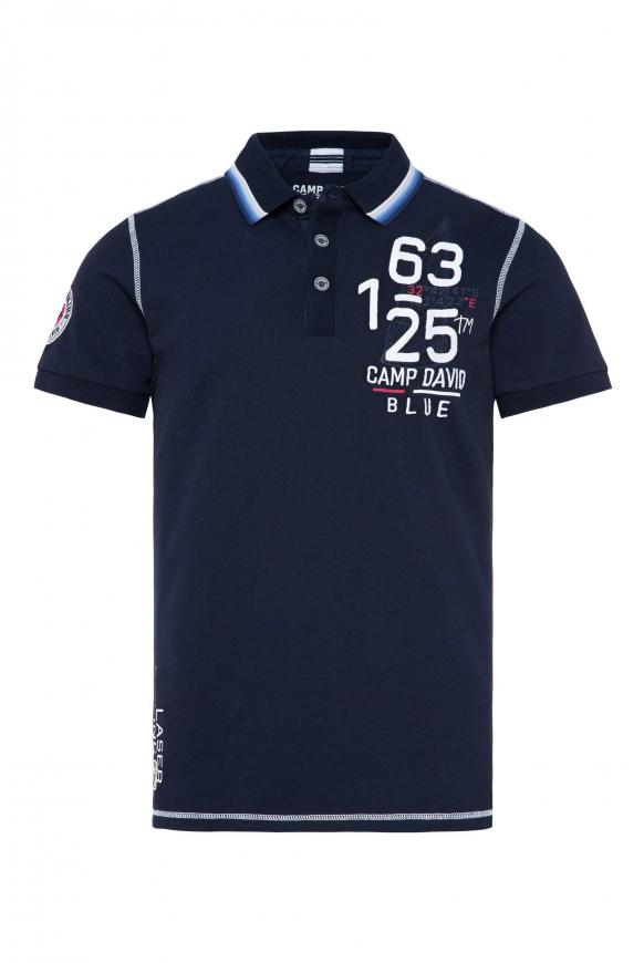Pikee-Polo mit Artwork-Stickereien blue navy