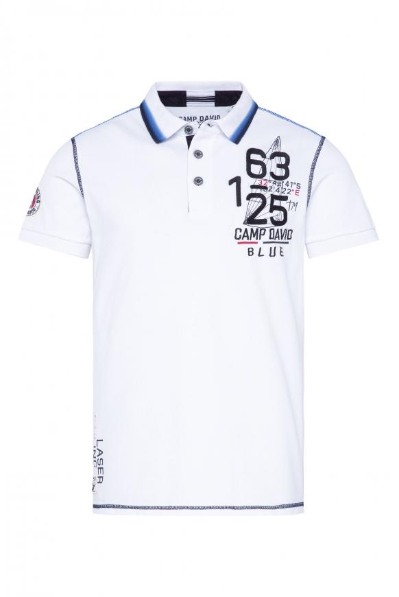 Pikee-Polo mit Artwork-Stickereien opticwhite