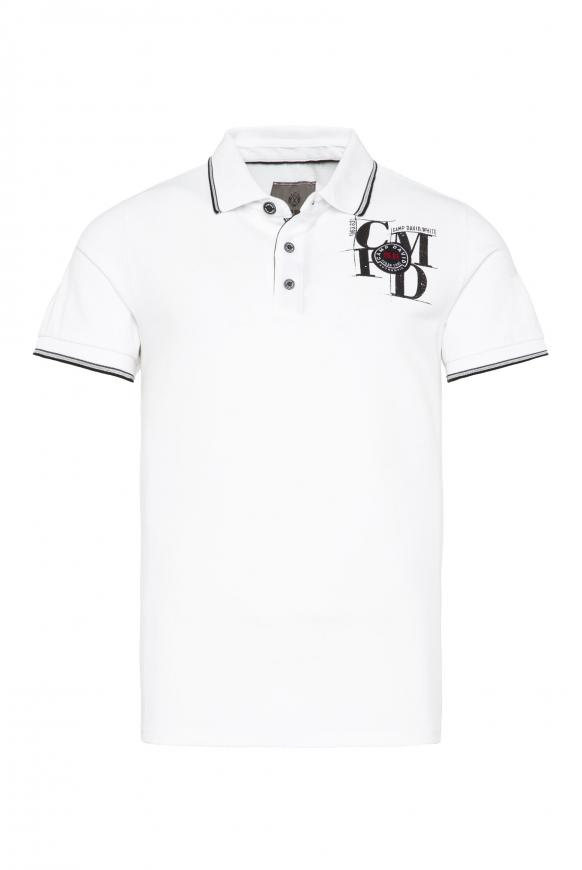 Pikee-Polo mit Artwork und Streifen-Dessin opticwhite