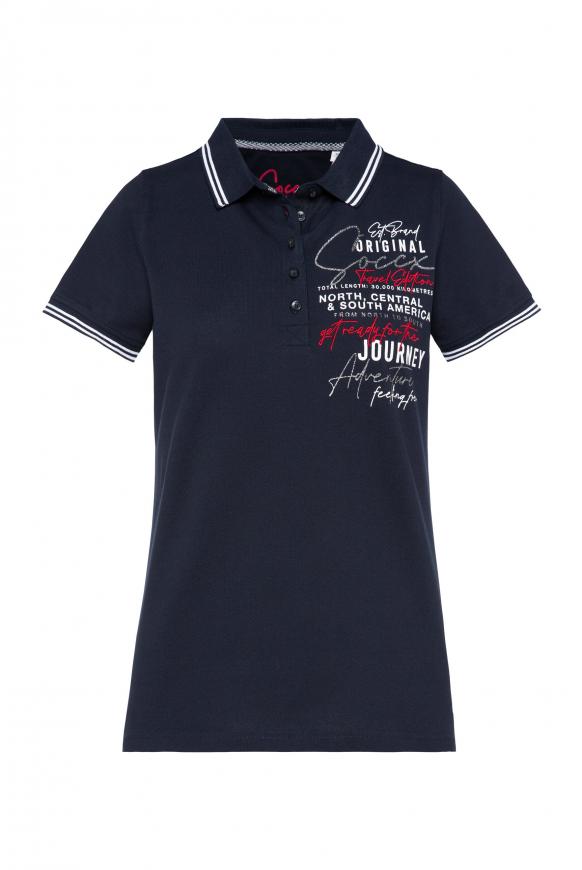 Pikee-Polo mit Artworks blue navy