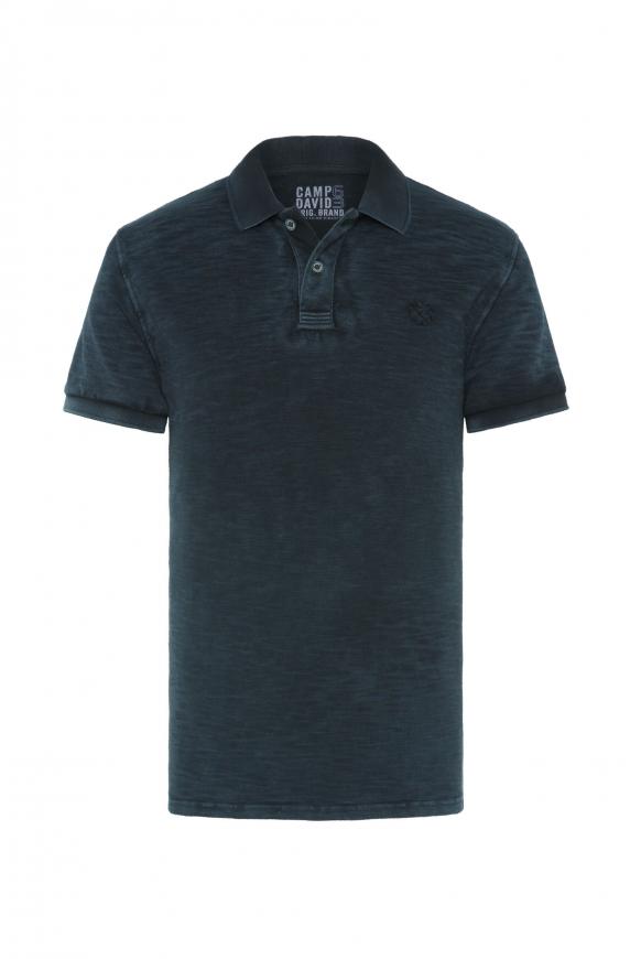 Pikee-Polo mit Flammgarnstruktur black