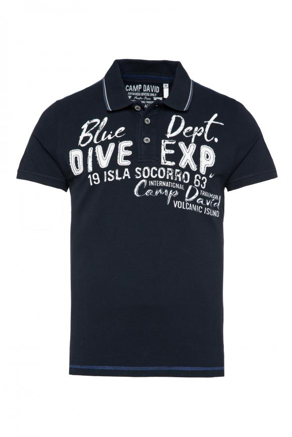 Pikee-Polo mit Label-Applikationen blue navy