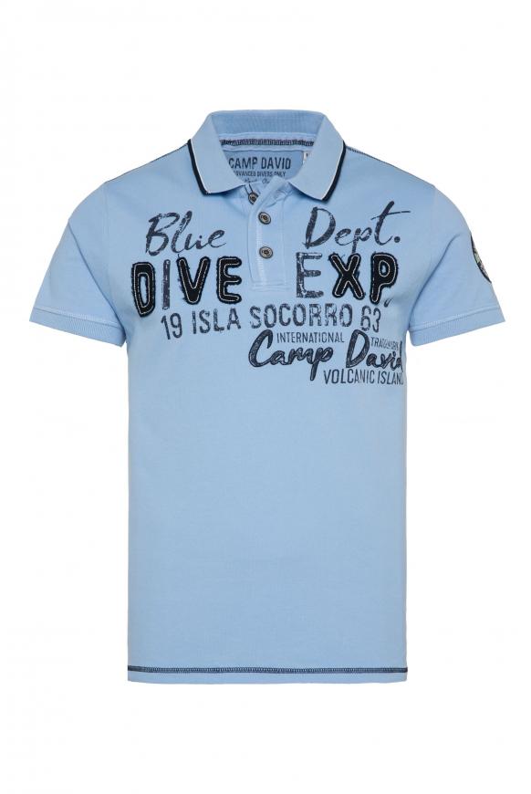 Pikee-Polo mit Label-Applikationen summer blue