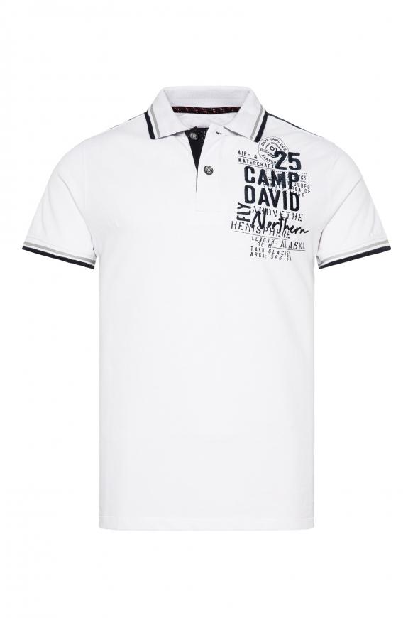 Pikee-Polo mit Label-Applikationen opticwhite