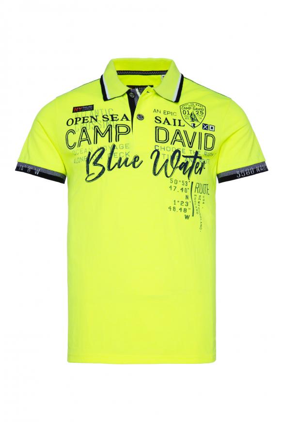 Pikee-Polo mit Label-Applikationen neon lime