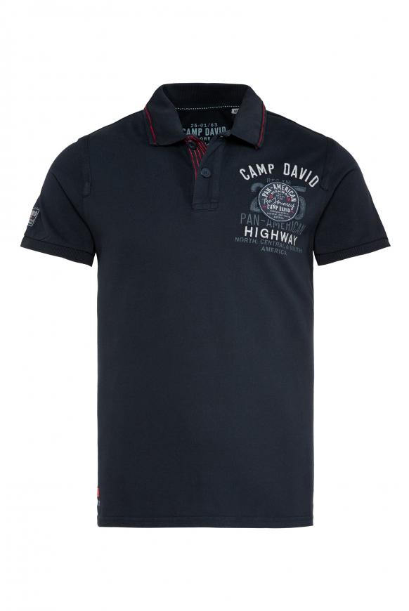 Pikee-Polo mit Rücken-Artwork blue navy