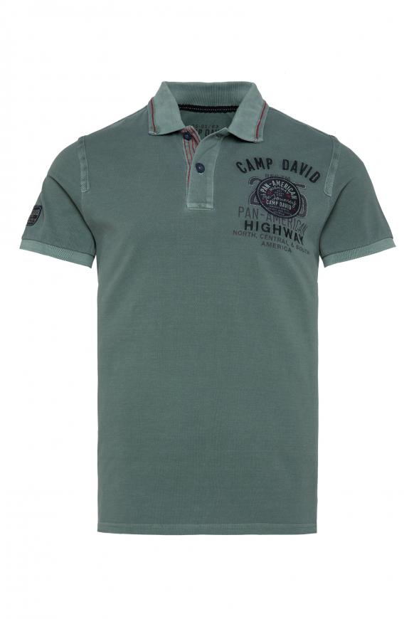 Pikee-Polo mit Rücken-Artwork grey green