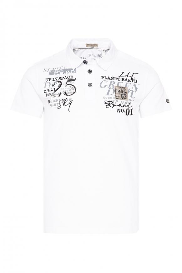 Pikee-Polo mit tonigen Twill-Details opticwhite