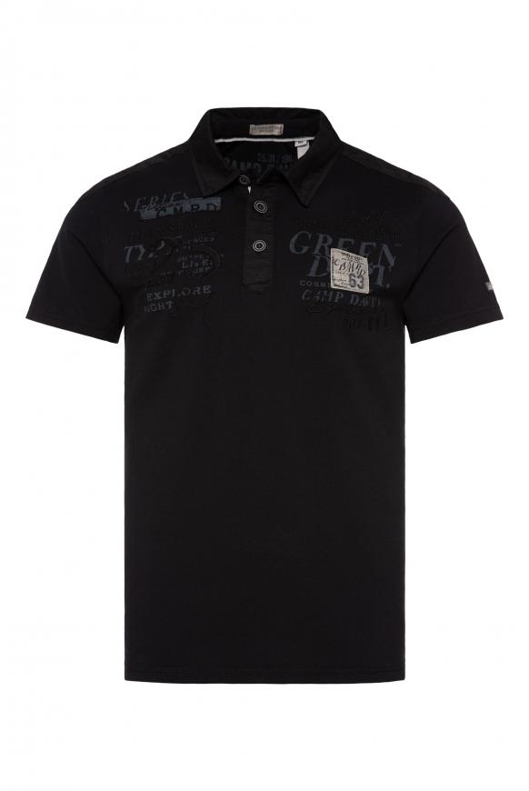 Pikee-Polo mit tonigen Twill-Details black
