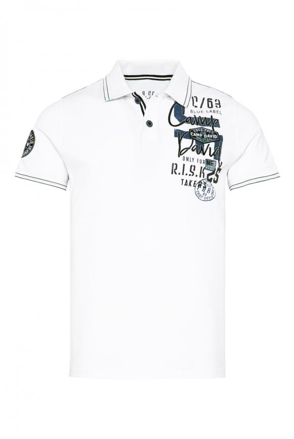 Pikee-Polo mit Trikotkragen und Artworks opticwhite