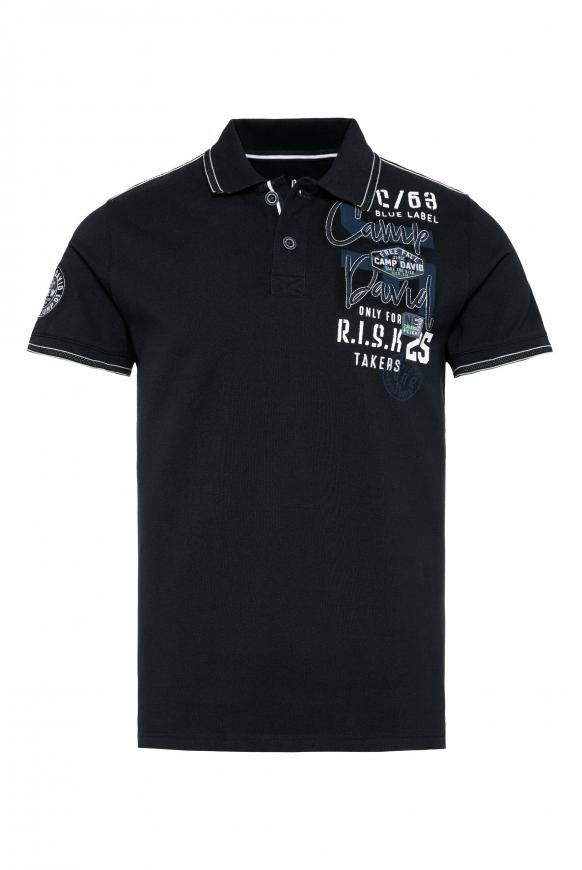 Pikee-Polo mit Trikotkragen und Artworks deep sea