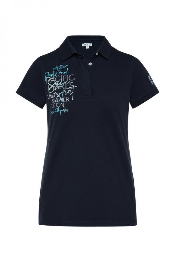 Pikee-Polo mit verdeckter Knopfleiste pacific navy