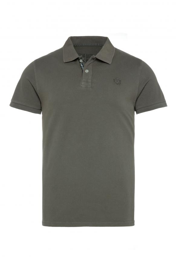 Pikee-Polo mit Vintage-Waschung dark olive