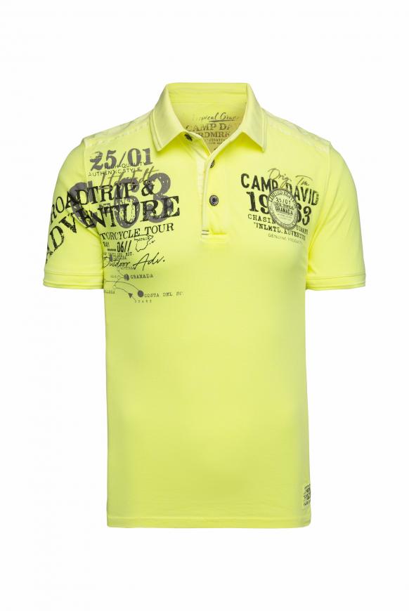 Polo aus Pikee mit Label-Applikationen neon lime
