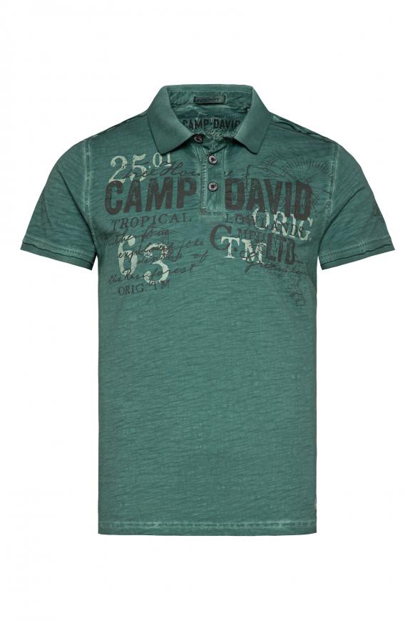 Polo im Vintage Look mit Tapes und Prints deep green