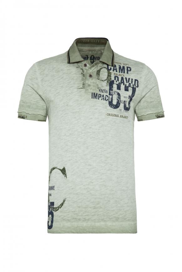 Polo mit Logo-Design an Kragen und Ärmeln treasure green