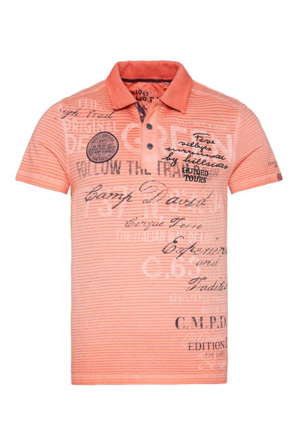 Polo mit Strukturstreifen und Artworks peach red