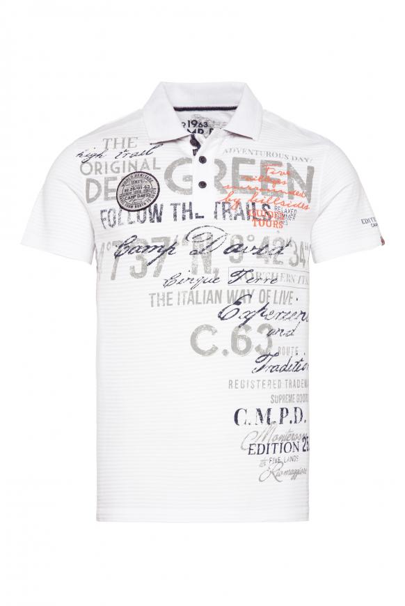 Polo mit Strukturstreifen und Artworks opticwhite