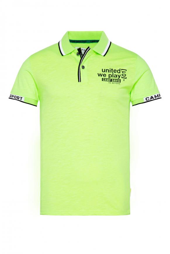 Polo mit Tipping an Kragen und Bündchen neon yellow