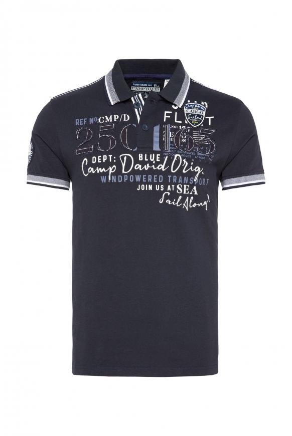 Polo mit Tippings an Kragen und Bündchen deep sea