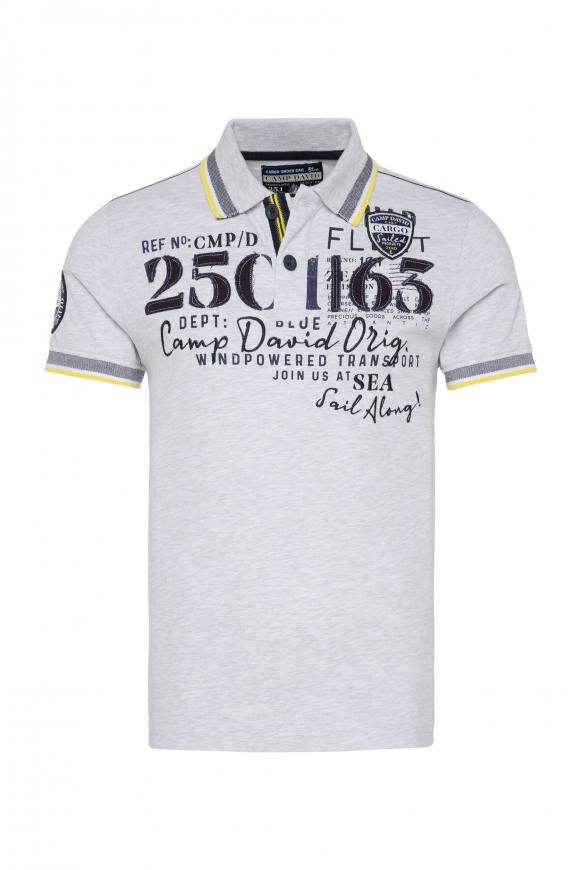 Polo mit Tippings an Kragen und Bündchen ivory melange