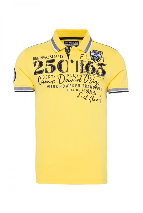 Polo mit Tippings an Kragen und Bündchen yellow sun