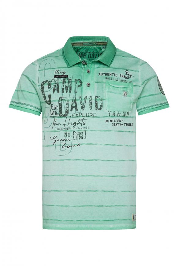 Polo Oil Dyed mit Strukturstreifen french green
