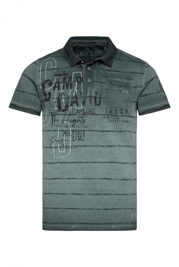 Polo Oild Dyed mit Strukturstreifen green shadow
