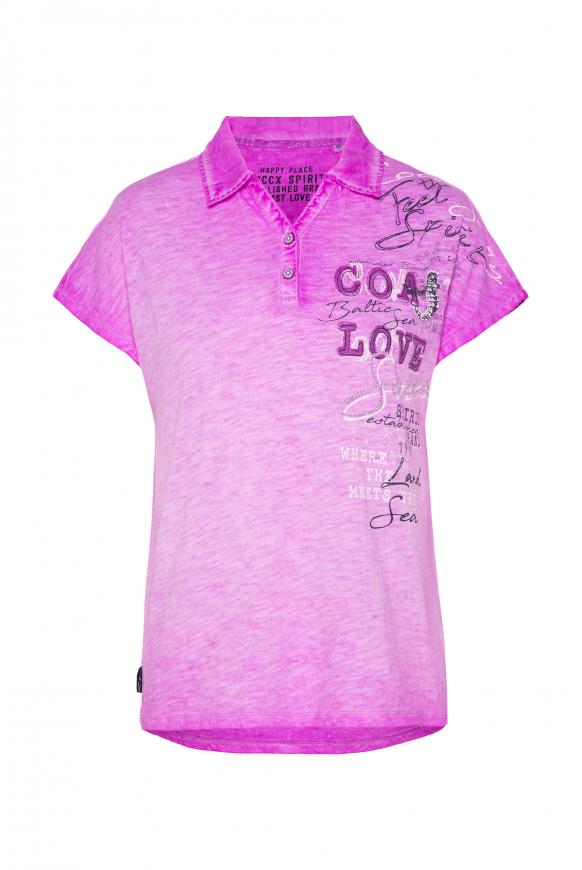 Poloshirt aus Flammgarn mit Artwork new lilac