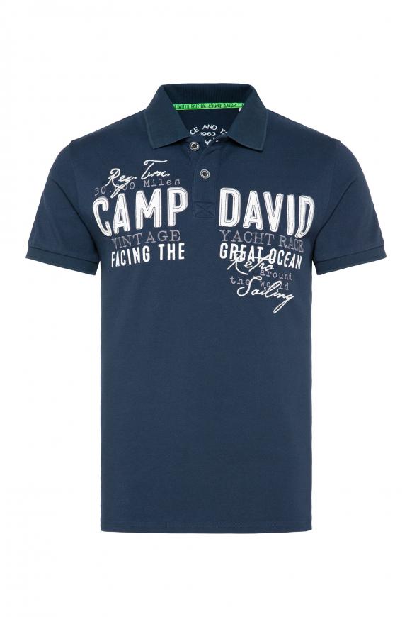 Poloshirt aus Pikee mit Artworks diving navy