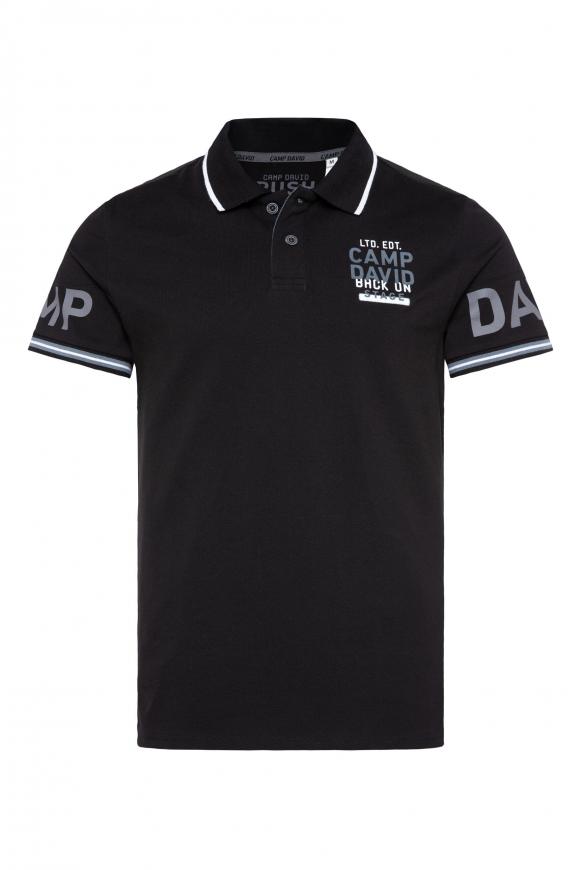 Poloshirt aus Pikee mit Logo-Ärmeln black
