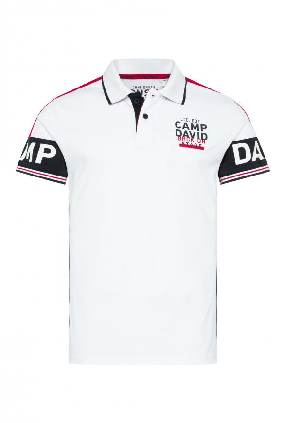Poloshirt aus Pikee mit Logo-Ärmeln opticwhite