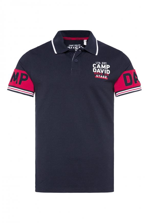 Poloshirt aus Pikee mit Logo-Ärmeln blue navy