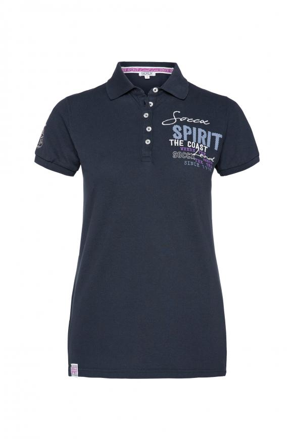 Poloshirt aus Pikee mit Rücken-Artwork blue navy