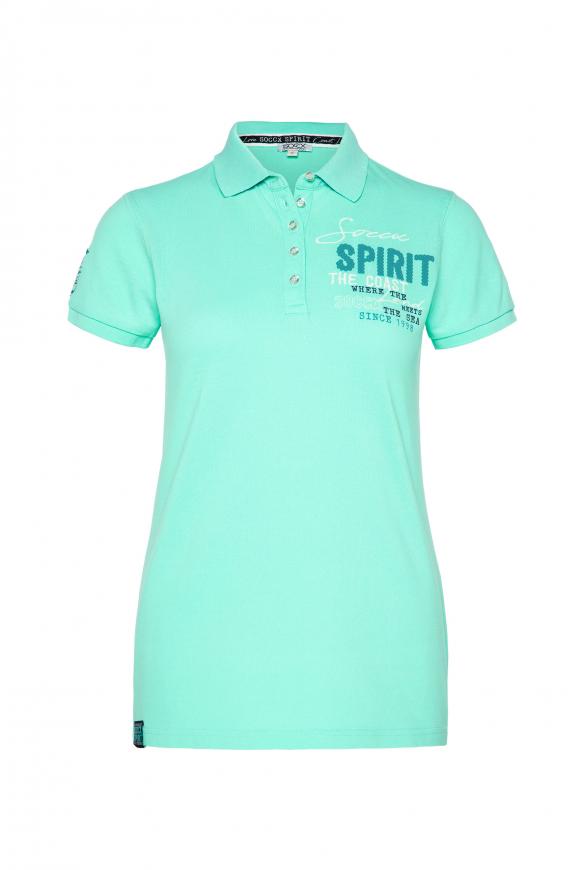 Poloshirt aus Pikee mit Rücken-Artwork ocean aqua