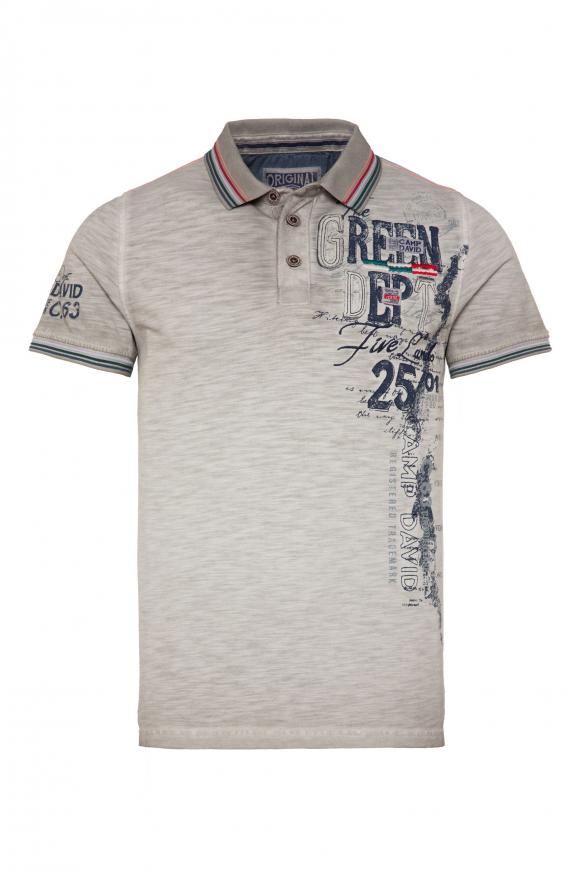 Poloshirt aus Pikee mit vielen Artworks new grey