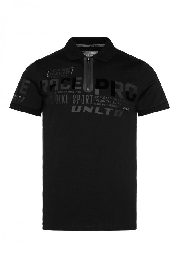 Poloshirt mit Flock- und Folienprints black