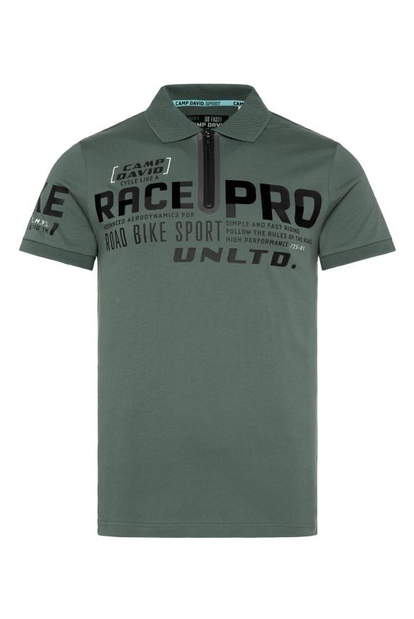 Poloshirt mit Flock- und Folienprints dark sage