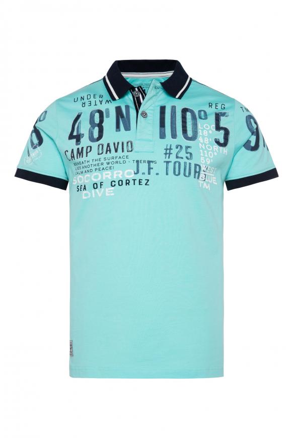 Poloshirt mit Label-Applikationen flash aqua