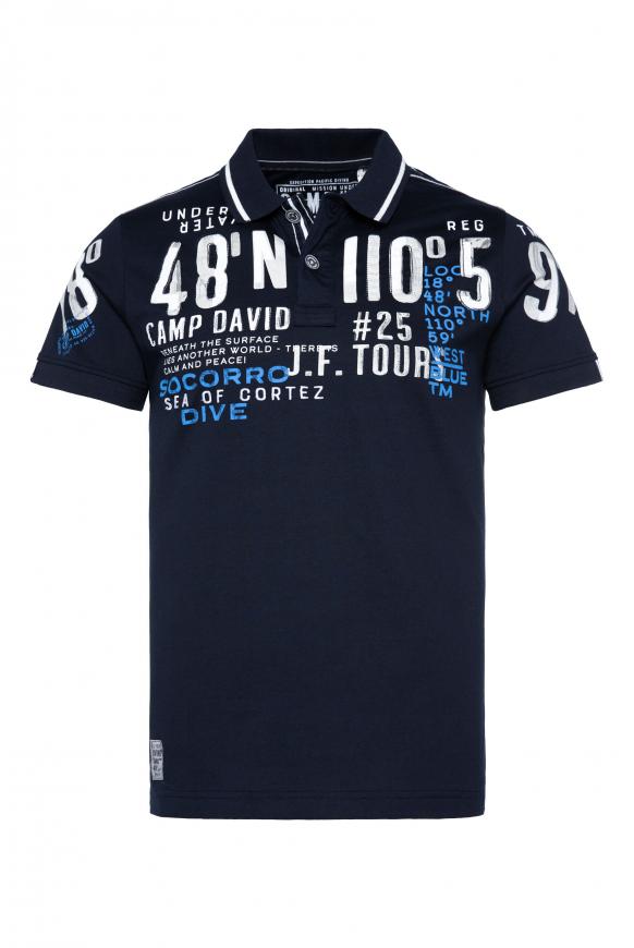 Poloshirt mit Label-Applikationen blue navy