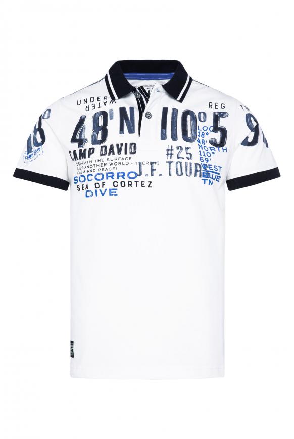 Poloshirt mit Label-Applikationen ivory