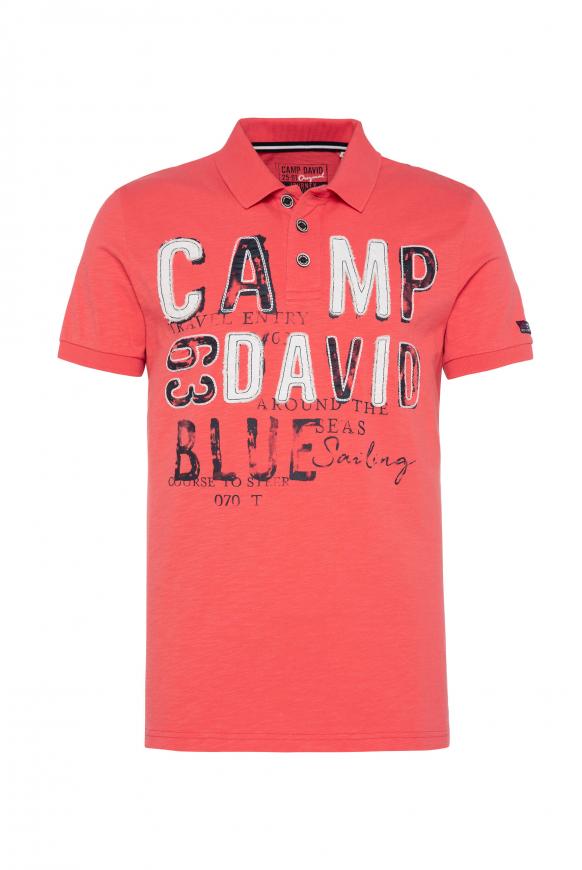 Poloshirt mit Logo-Applikationen sunset red