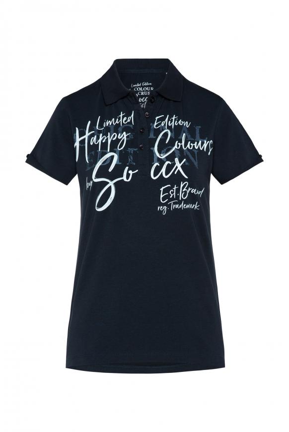Poloshirt mit Print und Pailletten blue navy