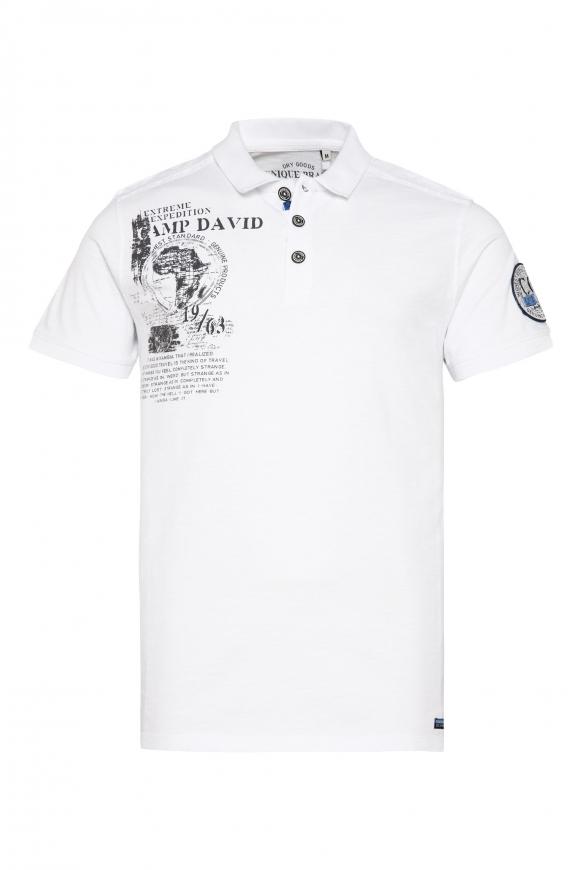Poloshirt mit Schulter-Patches und Artworks opticwhite