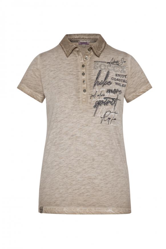 Poloshirt Oil Dyed mit Rücken-Artwork soft olive
