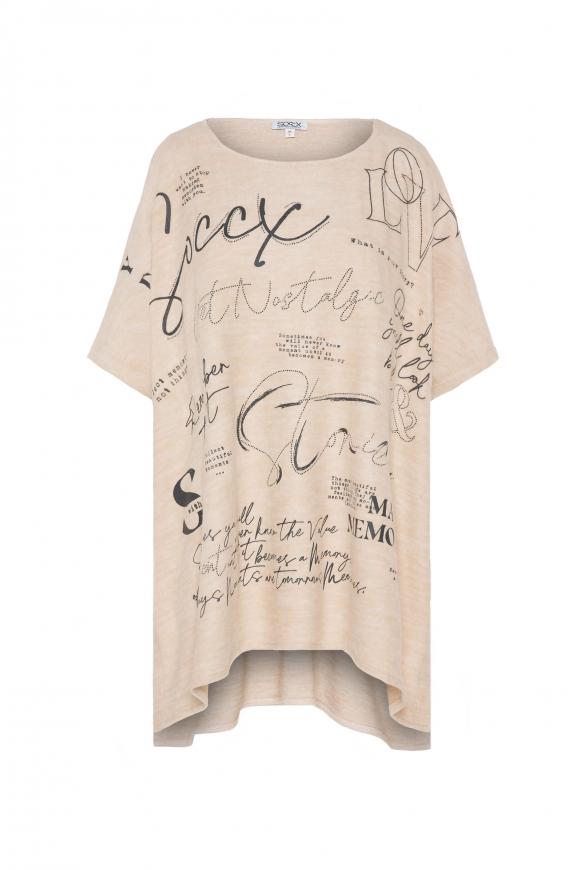 Poncho mit Wording Print und Glitzersteinen cool sand mel.