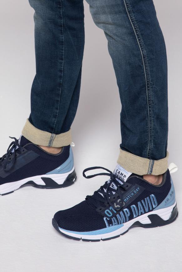 Premium Sneaker mit Strick-Optik und Logostick reef blue