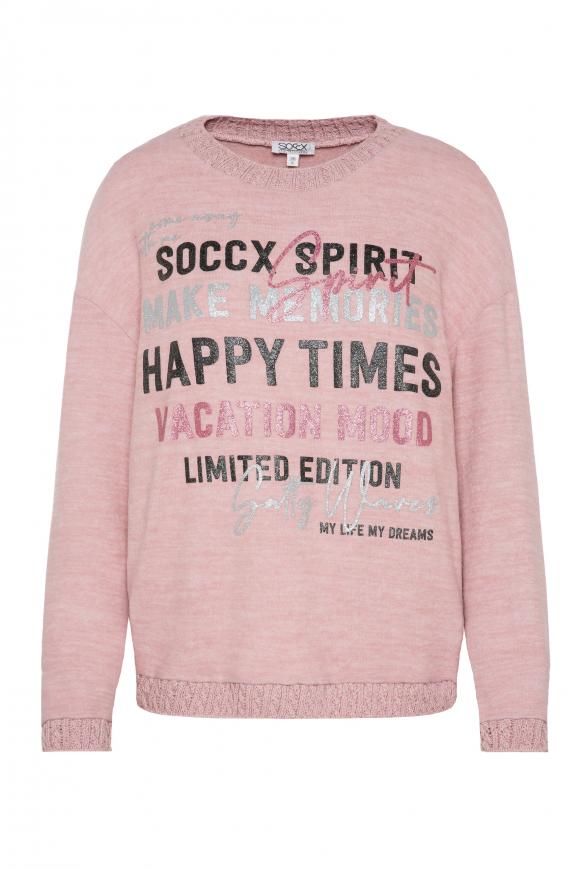 Pullover im Materialmix mit Glitzer-Print milky rose mel.