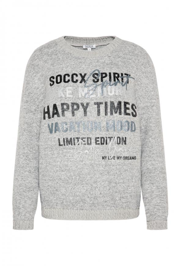 Pullover im Materialmix mit Glitzer-Print grey melange