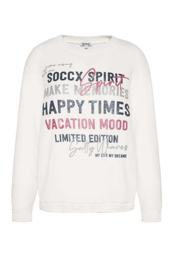 Pullover im Materialmix mit Glitzer-Print ivory melange